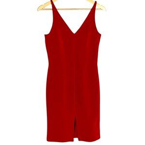 Hugo Buscati Red Sleeveless V-Neck Knit Slip Cocktail Dress S Spaghetti Straps